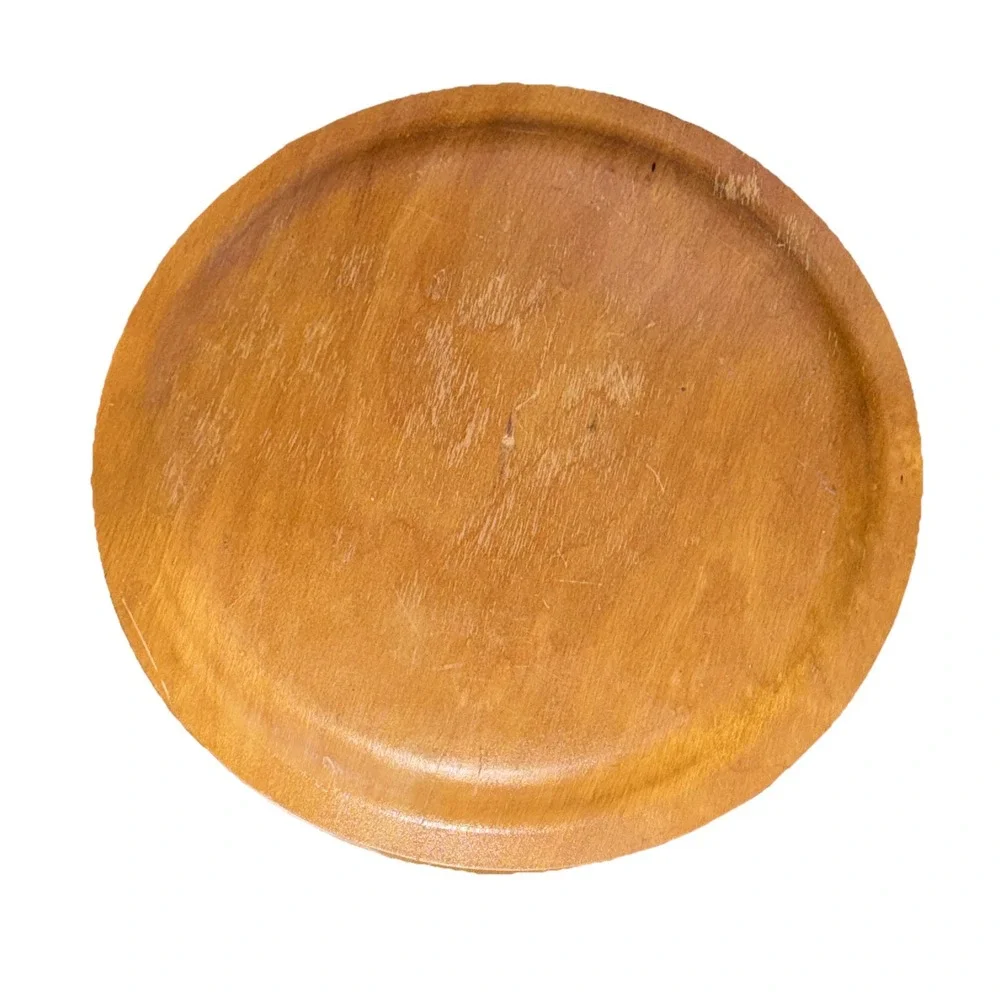 Vtg Wooden Platter Plate Pinecones Round Countrycore Cabincore Rustic 12